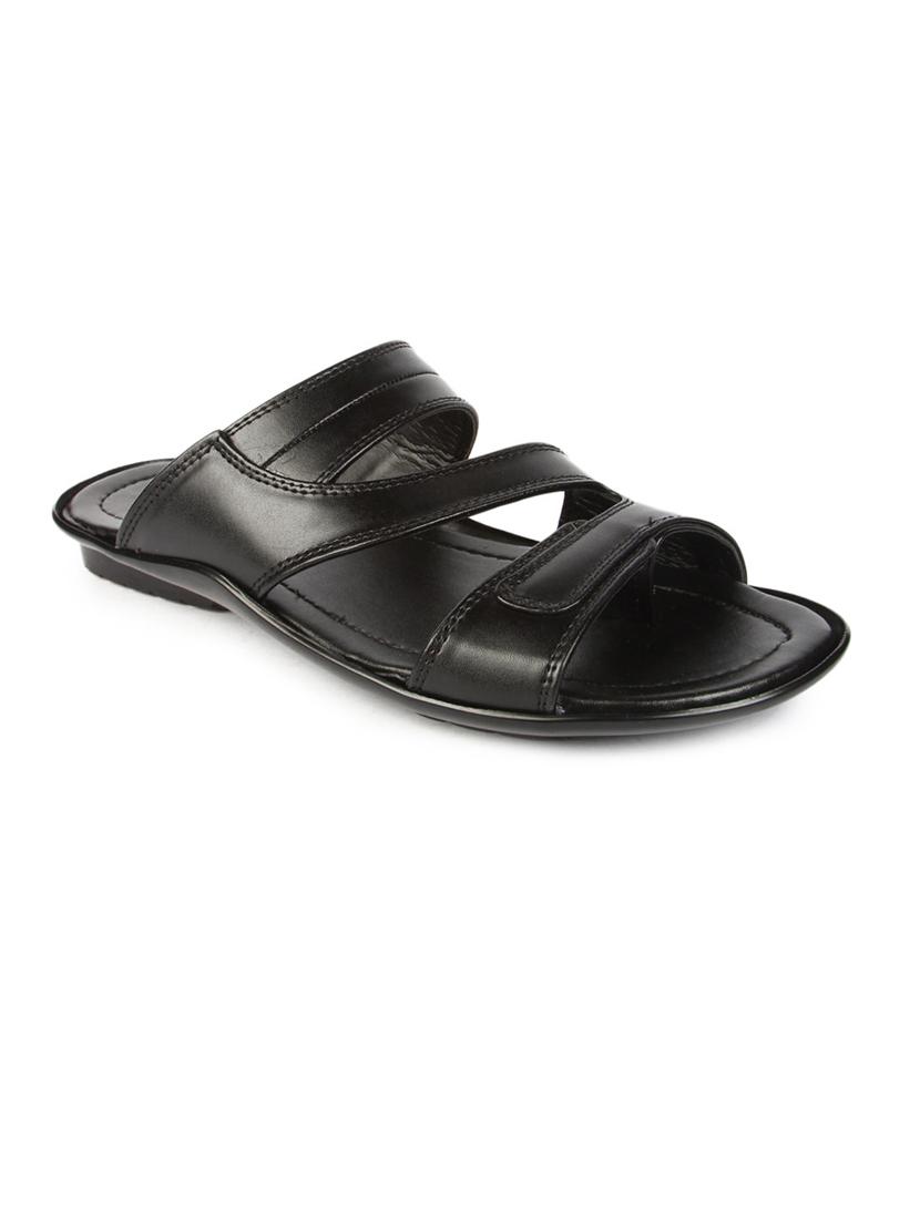 black leatherette slip on slippers - 16191243 - Zoom Image - 1