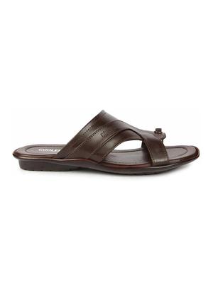 brown leatherette slip on slippers - 16191245 - Standard Image - 2