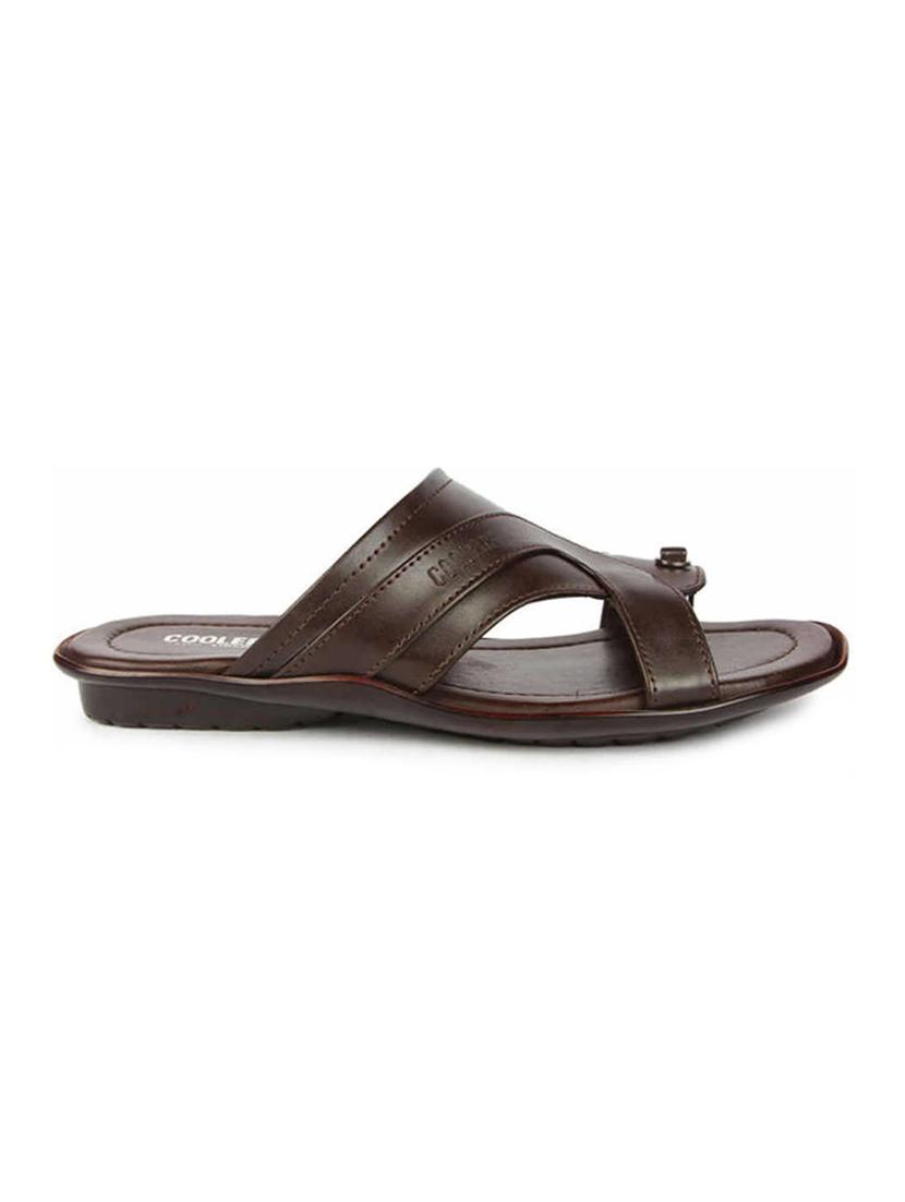 brown leatherette slip on slippers - 16191245 - Zoom Image - 2