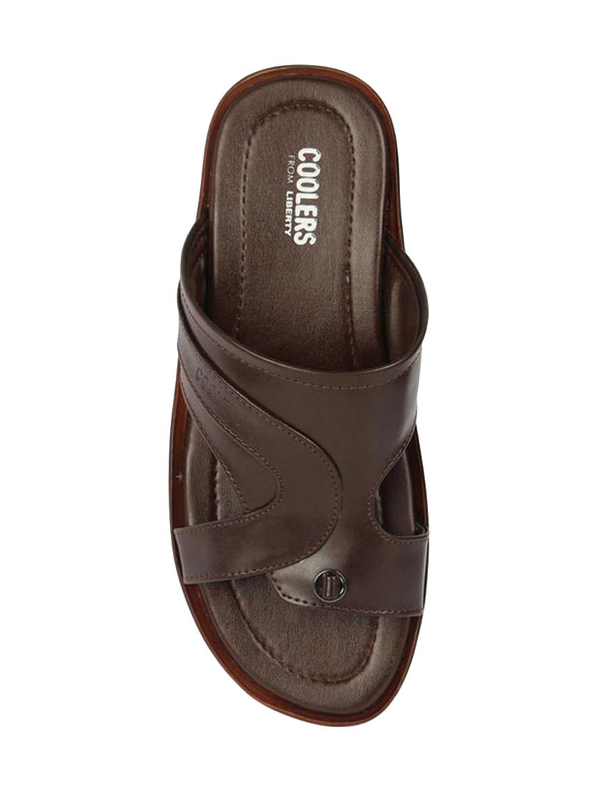 brown leatherette slip on slippers - 16191245 - Zoom Image - 4