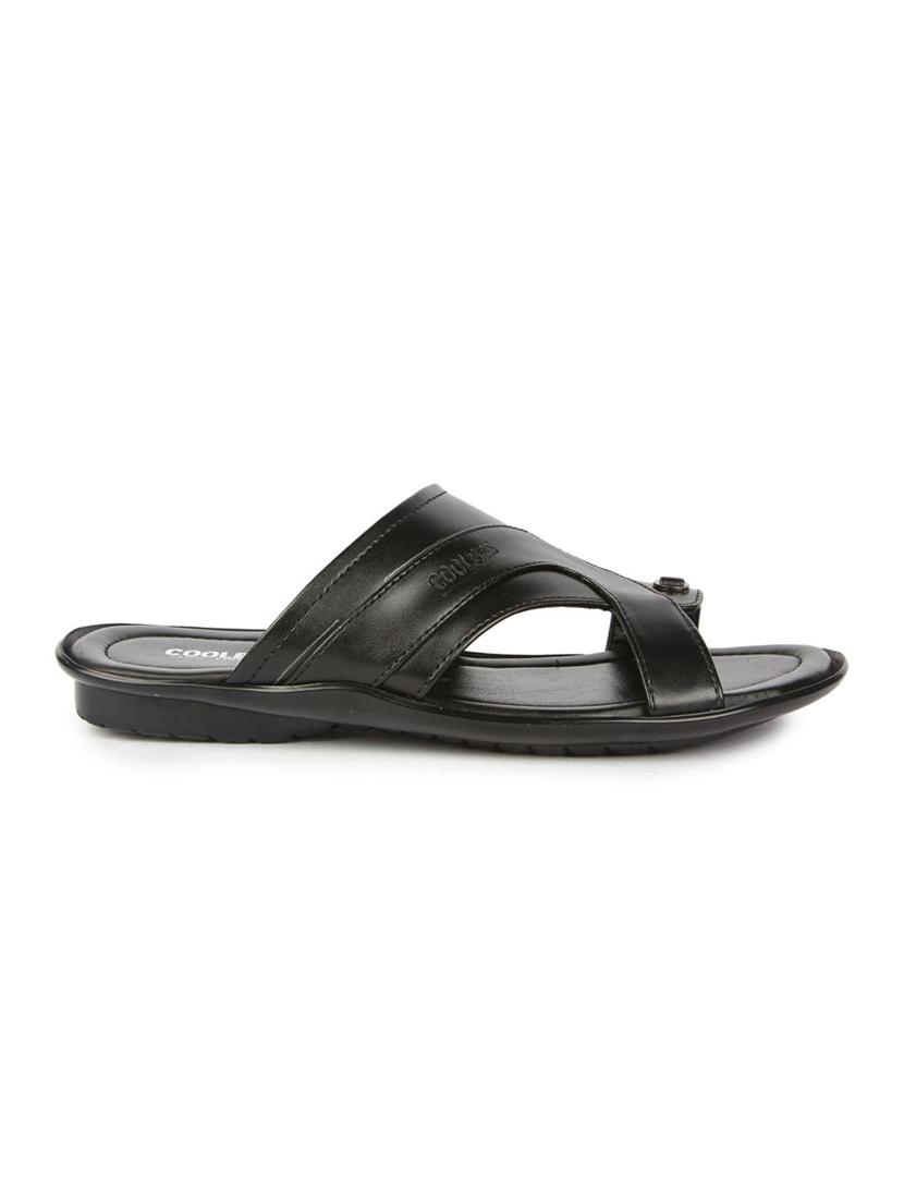 black leatherette slip on slippers - 16191247 - Zoom Image - 2