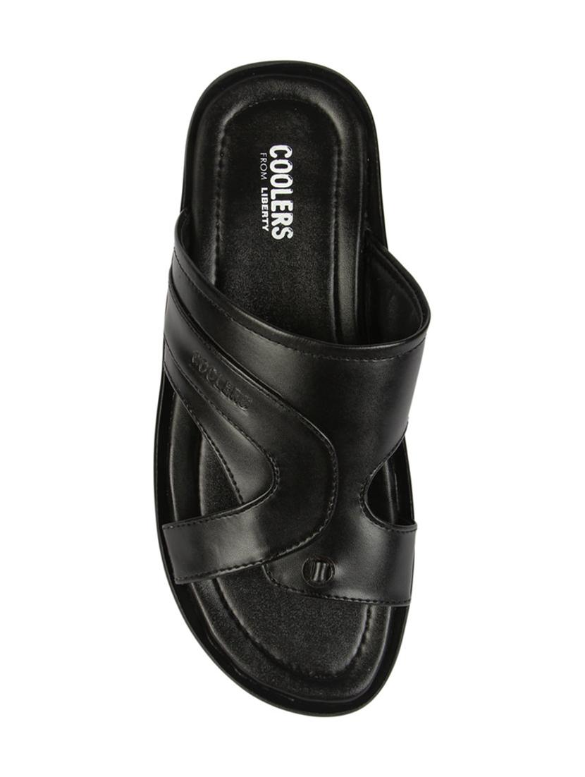 black leatherette slip on slippers - 16191247 - Zoom Image - 3