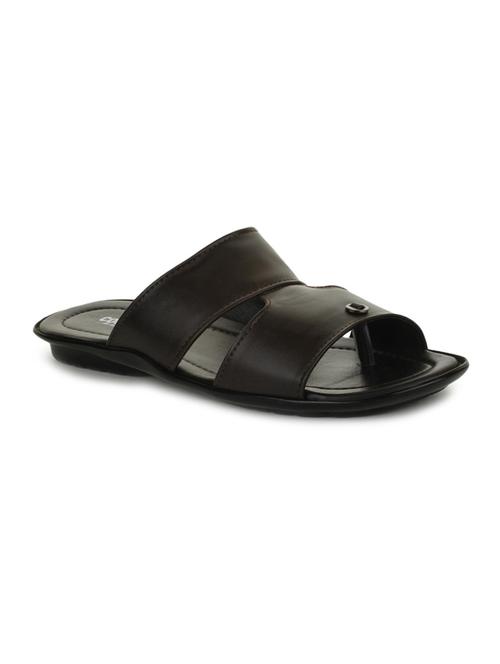 brown leatherette slip on slippers - 16191256 - Very Small Image - 1