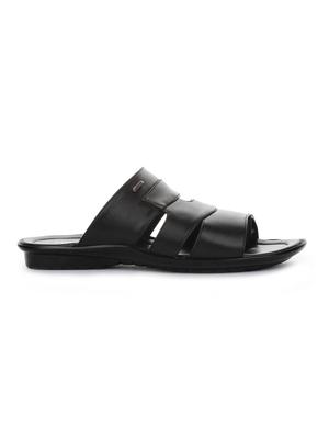 black leatherette slip on slippers - 16191260 - Standard Image - 2