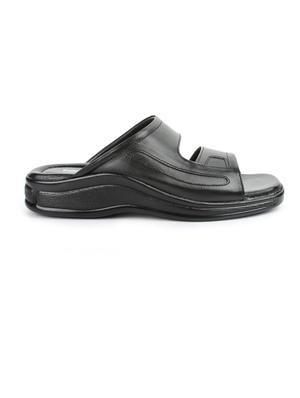 black leather slip on slippers - 16191299 - Standard Image - 2