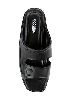 black leather slip on slippers - 16191299 - Standard Image - 4