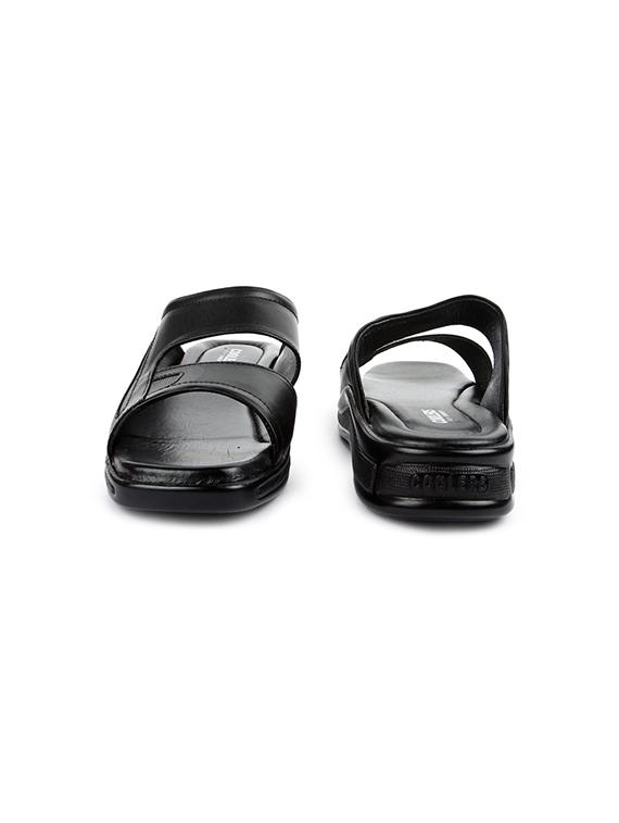black leather slip on slippers - 16191299 - Zoom Image - 3