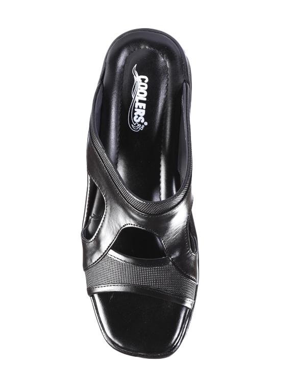 black leather slip on slippers - 16191301 - Zoom Image - 3