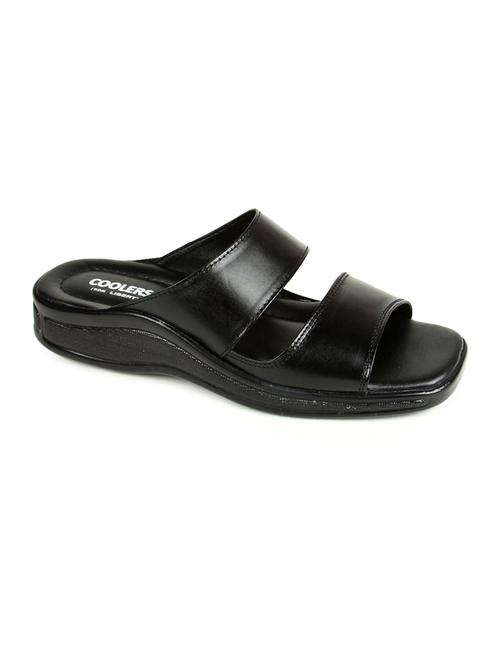 black leather slip on slippers - 16191307 - Standard Image - 1