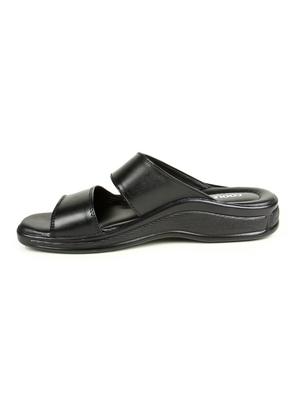 black leather slip on slippers - 16191307 - Standard Image - 2