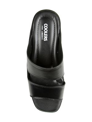 black leather slip on slippers - 16191307 - Standard Image - 4