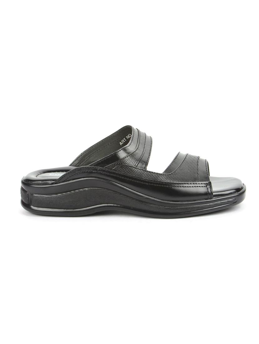 black leather slip on slippers - 16191309 - Zoom Image - 2