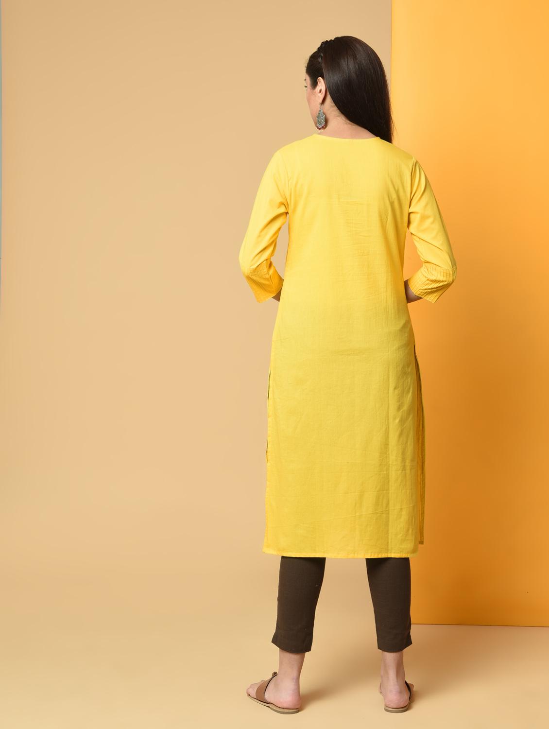 pintucks solid kurta with pant set - 16192982 - Zoom Image - 3