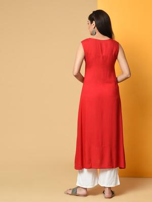 printed placket solid kurta with palazzo set - 16192992 - Standard Image - 4