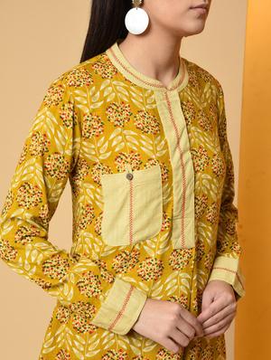 printed patch pocket a-line kurta with pant set - 16192995 - Standard Image - 5