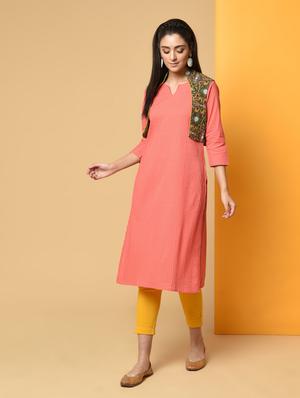 pintucks solid kurta with jacket - 16193010 - Standard Image - 2
