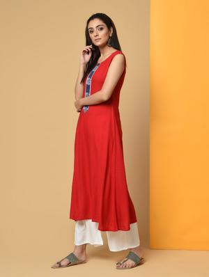 solid kurta with printed jacket - 16193018 - Standard Image - 3