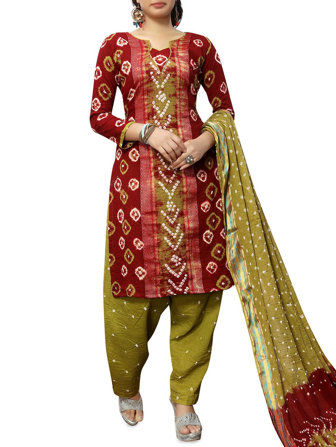 bandhani printed unstitched salwar suit - 16193150 - Zoom Image - 1