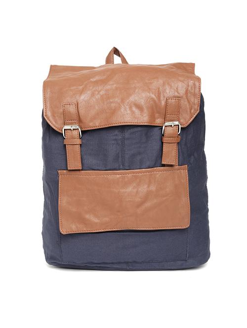 blue & brown canvas backpack - 16193270 - Standard Image - 1