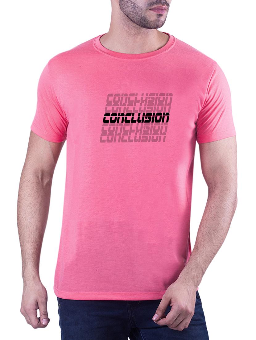 pink typographic chest print t-shirt - 16193856 - Zoom Image - 1
