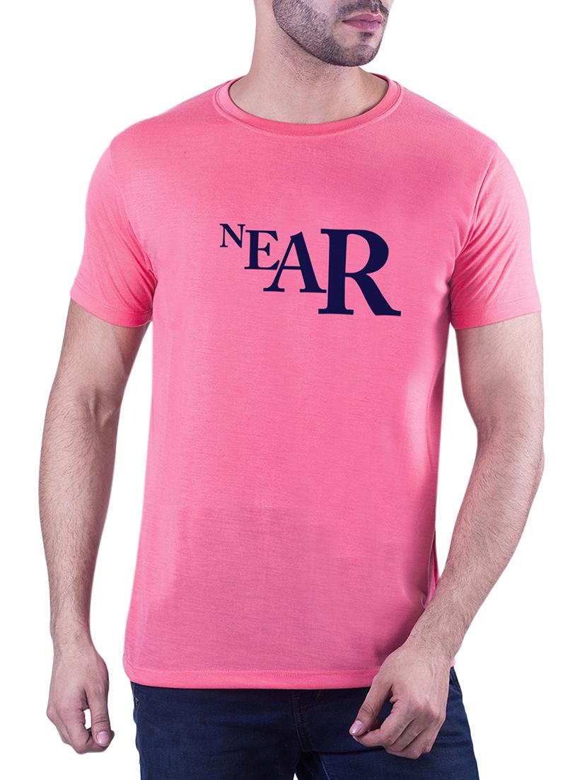 pink typographic chest print t-shirt - 16193904 - Zoom Image - 1