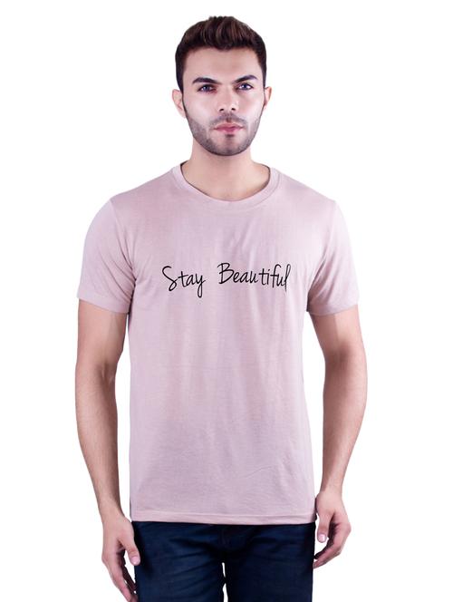beige typographic chest print t-shirt - 16193932 - Very Small Image - 1
