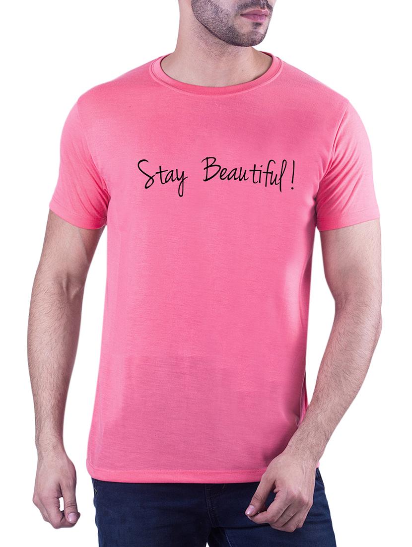pink typographic chest print t-shirt - 16193934 - Zoom Image - 1