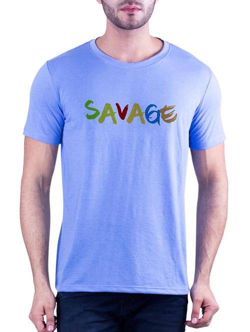 blue typographic chest print t-shirt - 16193945 - Standard Image - 1