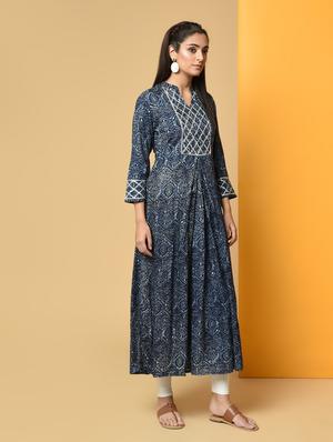 gota work printed kurta - 16194135 - Standard Image - 3