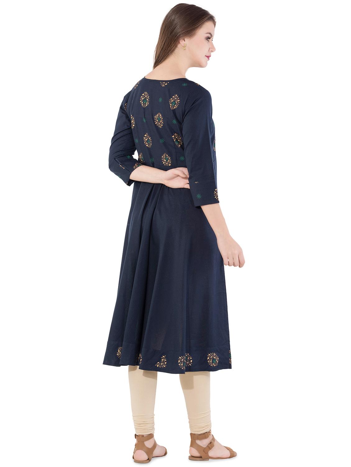 floral printed flared kurta - 16194303 - Zoom Image - 3