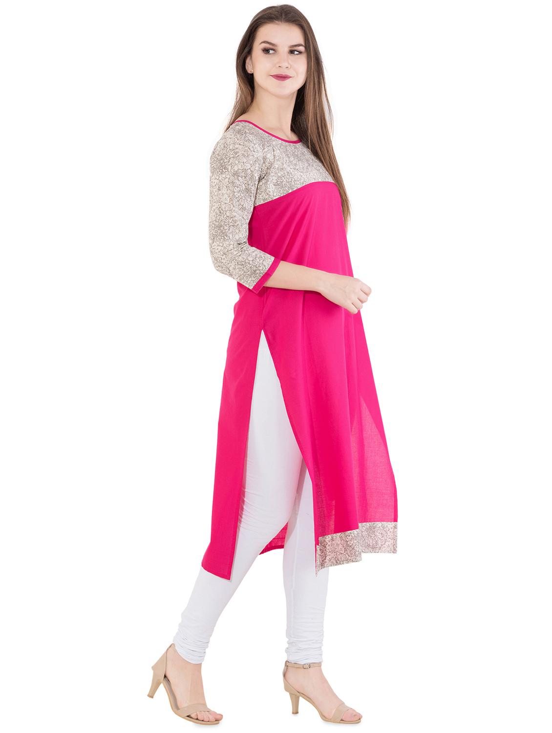 printed yoke straight kurta - 16194307 - Zoom Image - 2