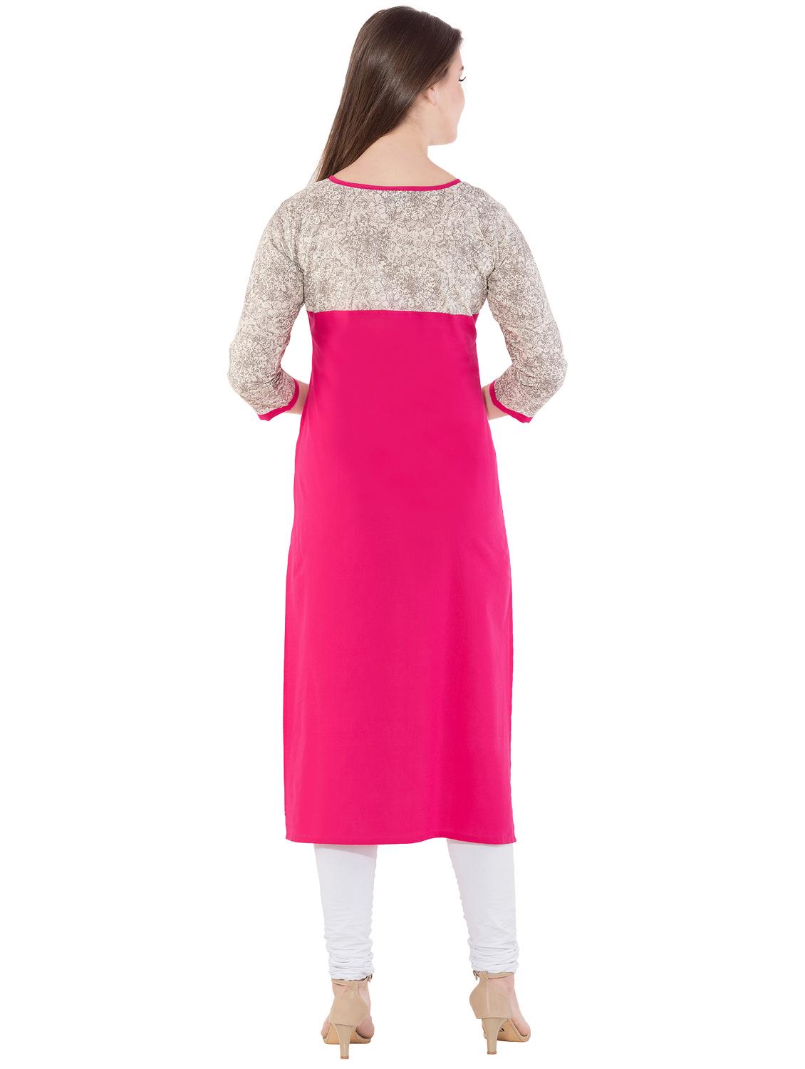 printed yoke straight kurta - 16194307 - Zoom Image - 3