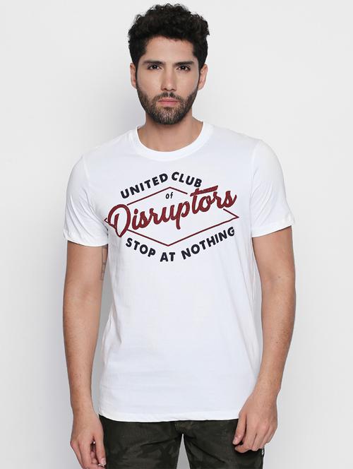 white typographic chest print t-shirt - 16194968 - Standard Image - 1