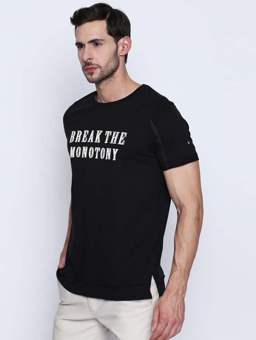 black typographic chest print t-shirt - 16194981 - Zoom Image - 2