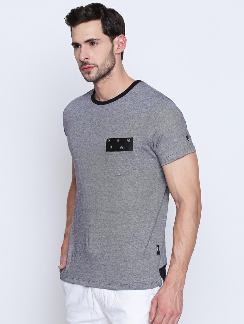 grey solid pocket t-shirt - 16194984 - Zoom Image - 2