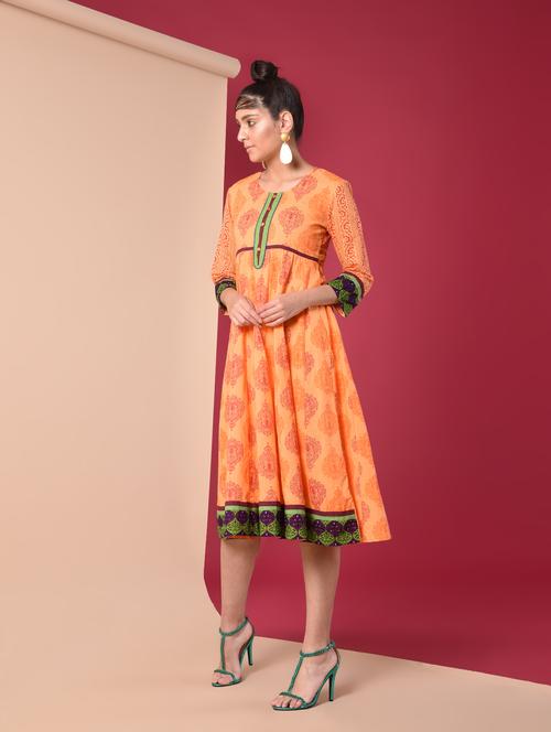 Printed flared kurta - 16195257 - Standard Image - 1
