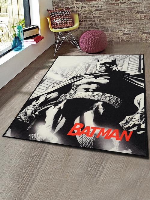 saral home batman cartoon printed anti slip polyester kids carpet- 3x5ft (90x150 cm), black - 16195263 - Standard Image - 1