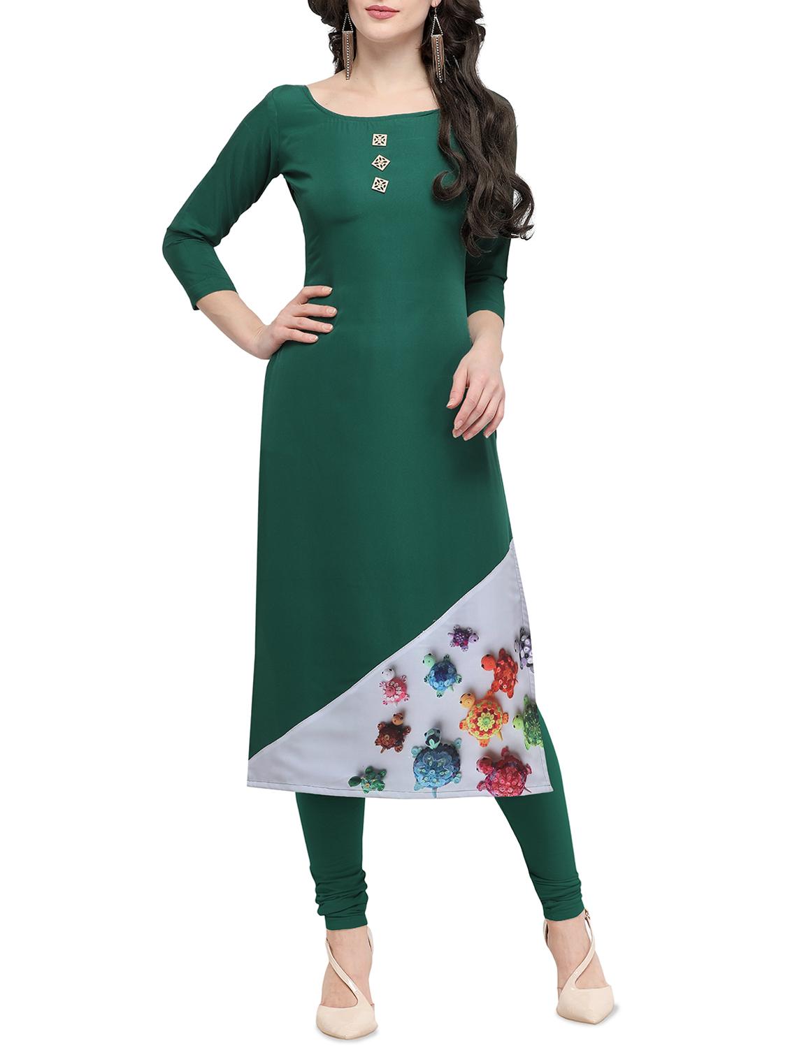 digital print straight solid kurta - 16195395 - Zoom Image - 1