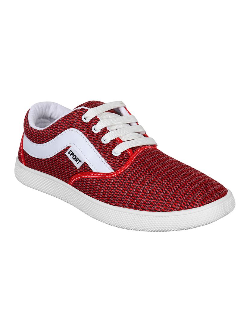 maroon fabric lace up sneakers - 16195546 - Zoom Image - 1