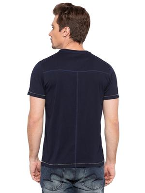 navy blue typographic chest print t-shirt - 16195875 - Standard Image - 3