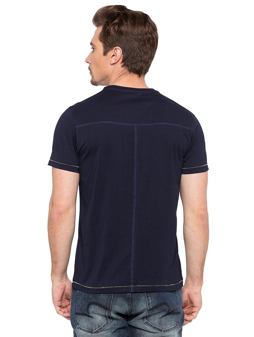 navy blue typographic chest print t-shirt - 16195875 - Zoom Image - 3