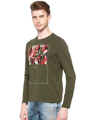 olive green camouflage front print tshirt - 16195909 - Standard Image - 2