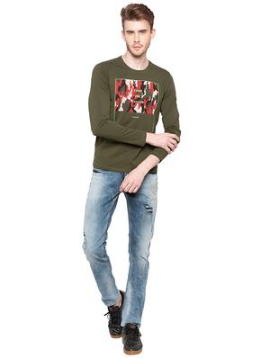 olive green camouflage front print tshirt - 16195909 - Standard Image - 4