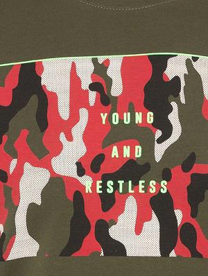 olive green camouflage front print tshirt - 16195909 - Standard Image - 5