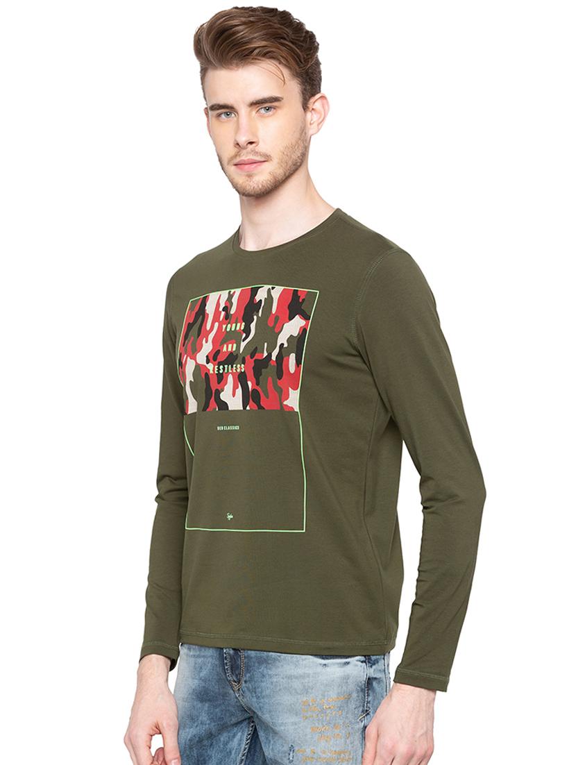 olive green camouflage front print tshirt - 16195909 - Zoom Image - 2