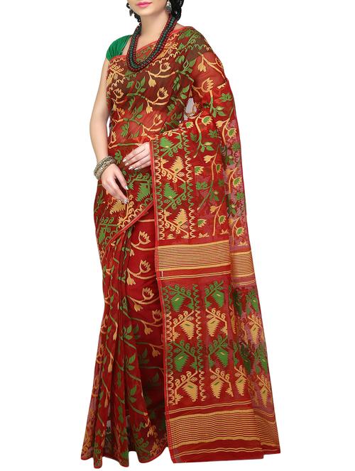 Self-design jamdani saree - 16196074 - Standard Image - 1