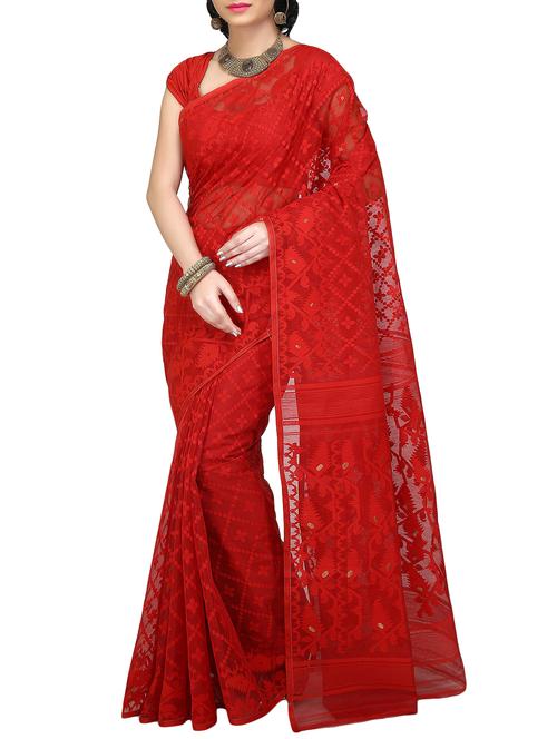 Self-design jamdani saree - 16196075 - Very Small Image - 1