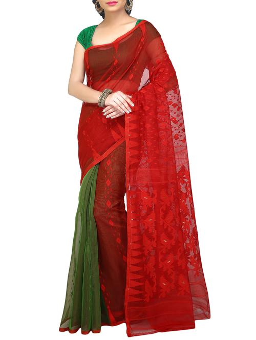 Self-design jamdani saree - 16196084 - Standard Image - 1