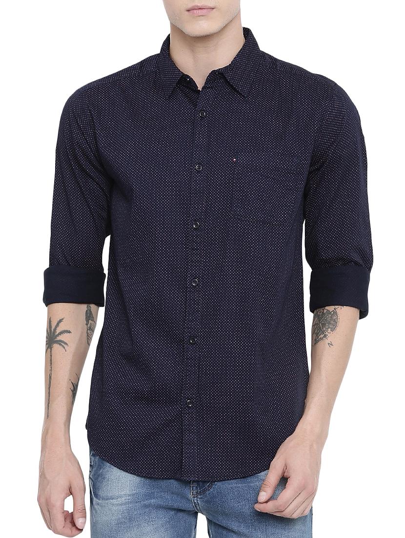 navy blue printed casual shirt - 16196308 - Zoom Image - 1