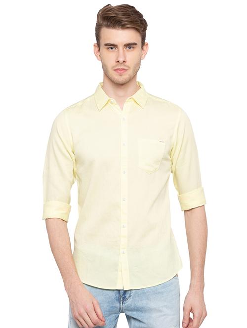 yellow solid casual shirt - 16196336 - Standard Image - 1
